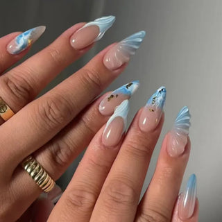 Blue Long Stiletto Fake Nails cashymart