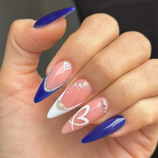  Blue Long Stiletto Fake Nails cashymart