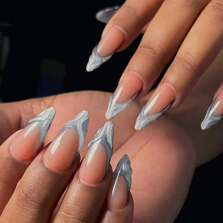  Blue Long Stiletto Fake Nails cashymart