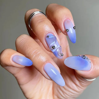  Blue Long Stiletto Fake Nails cashymart