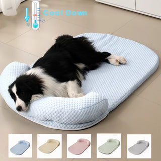  Breathable Large Dog Bed with Pillow Ice Silk Fabric cashymart