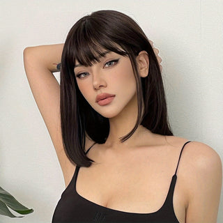  Brown 14" Bob Wig with Bangs cashymart