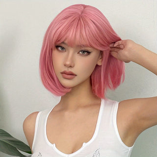  Brown 14" Bob Wig with Bangs cashymart