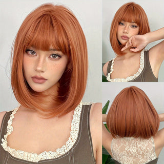 Brown 14" Bob Wig with Bangs cashymart