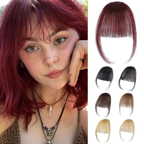  Burgundy Clip In Bangs 100% Real Human Hair Extensions cashymart
