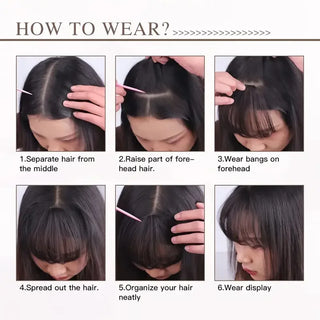  Burgundy Clip In Bangs 100% Real Human Hair Extensions cashymart