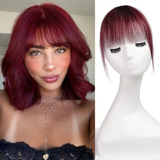  Burgundy Clip In Bangs 100% Real Human Hair Extensions cashymart