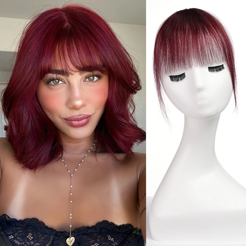 Burgundy Clip In Bangs 100% Real Human Hair Extensions cashymart