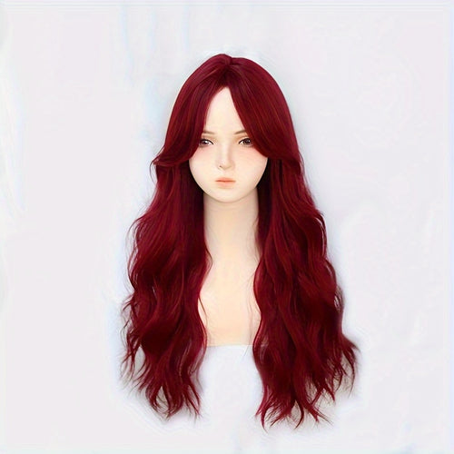  Burgundy Glam: Curly Heat-Resistant Wig cashymart