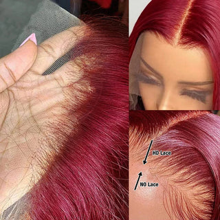  Burgundy Transparent Bob Human Hair Wig cashymart