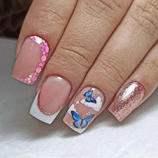  Butterfly Blossom Square Press-On Nails cashymart