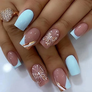  Butterfly Blossom Square Press-On Nails cashymart