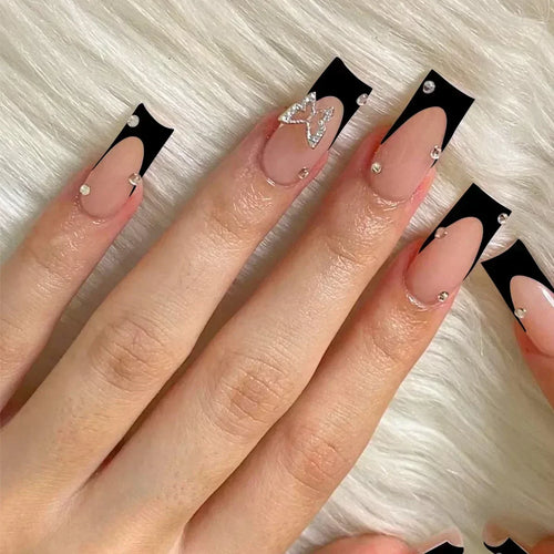  Butterfly Design Long Coffin Press-On Nails cashymart