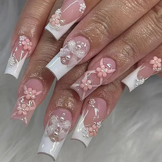  Butterfly Design Long Coffin Press-On Nails cashymart