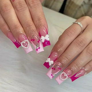  Butterfly Design Long Coffin Press-On Nails cashymart