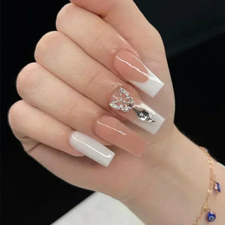  Butterfly Design Long Coffin Press-On Nails cashymart