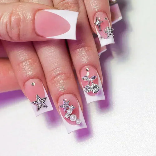  Butterfly Design Long Coffin Press-On Nails cashymart