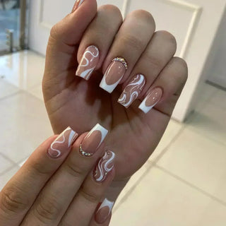  Butterfly Design Long Coffin Press-On Nails cashymart