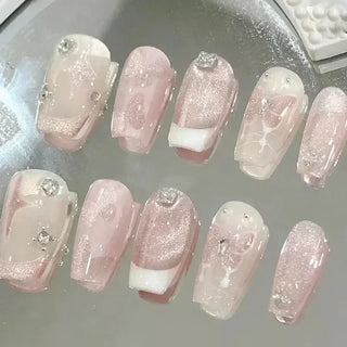  Butterfly Design Long Coffin Press-On Nails cashymart