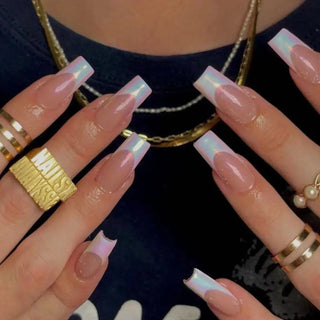  Butterfly Design Long Coffin Press-On Nails cashymart