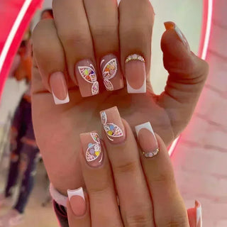  Butterfly Design Long Coffin Press-On Nails cashymart