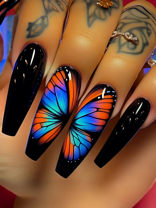  Butterfly Pattern Press-On Nail Stickers cashymart