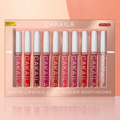  CAKAILA 10pcs Set Nude Lip Gloss Matte Velvet Lipstick cashymart