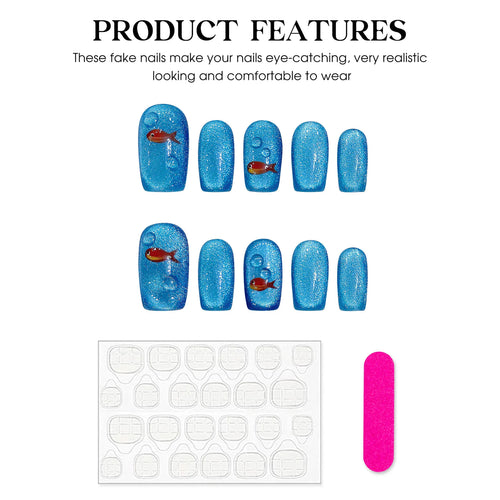  Cat's Eye Press On Nails cashymart