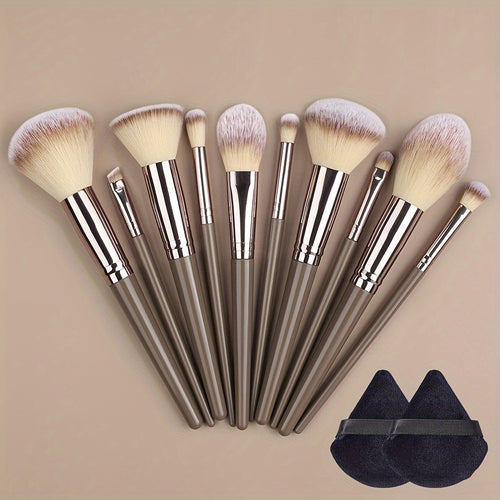  Champagne Luxe Makeup Brush Set cashymart
