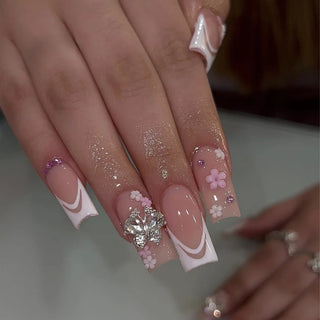  Charming Bow French Ballet Press-On Nails cashymart