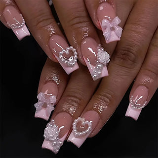  Charming Bow French Ballet Press-On Nails cashymart