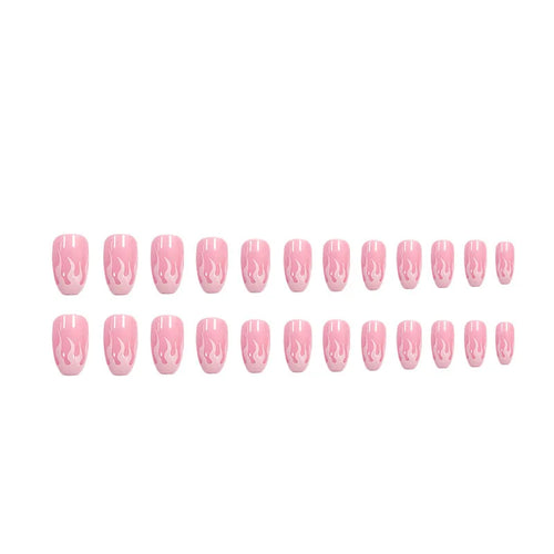  Charming Pink Flame Long Ballet Press-On Nails cashymart