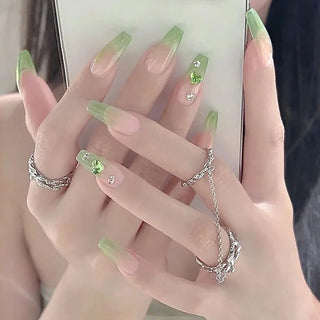  Charming Pink Flame Long Ballet Press-On Nails cashymart