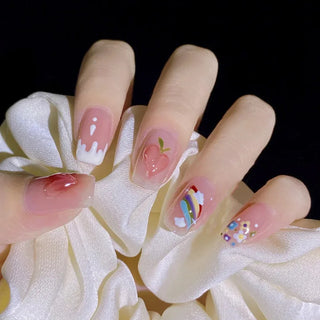  Charming Pink Flame Long Ballet Press-On Nails cashymart