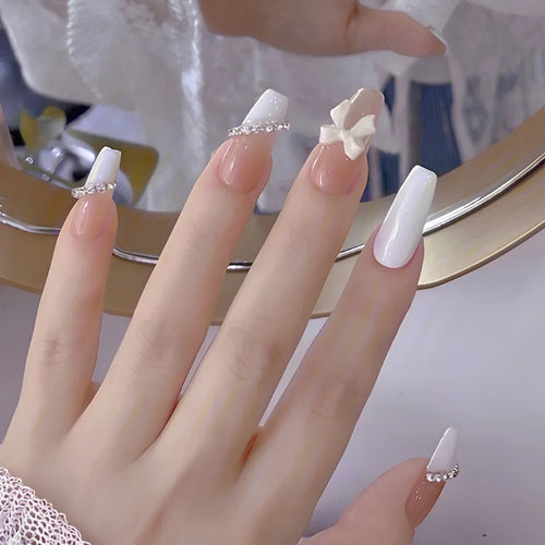  Charming Pink Flame Long Ballet Press-On Nails cashymart