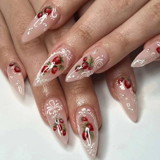  Charming Strawberry Almond Press-On Nails cashymart