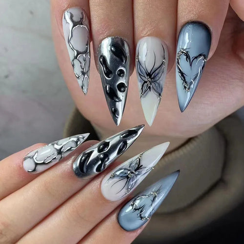  Chic Black Butterfly Nail Set cashymart
