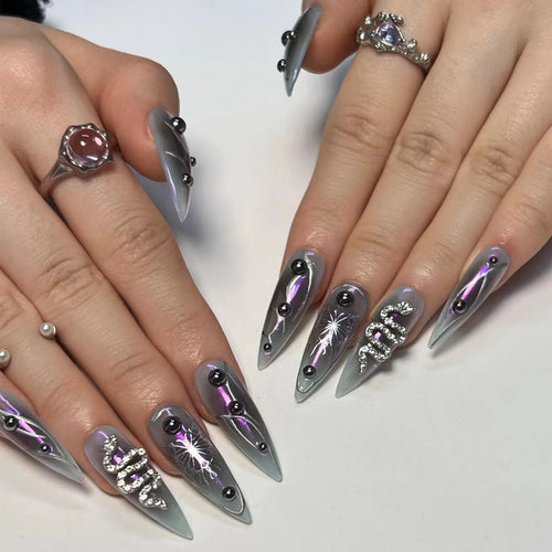  Chic Black Butterfly Nail Set cashymart