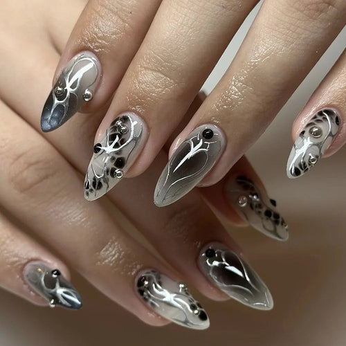  Chic Black Butterfly Nail Set cashymart
