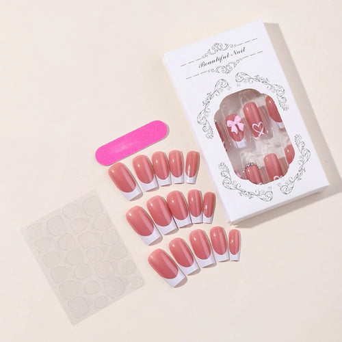  Chic Glossy Nude Press On Nails Set cashymart
