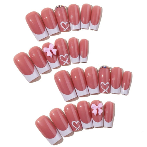  Chic Glossy Nude Press On Nails Set cashymart