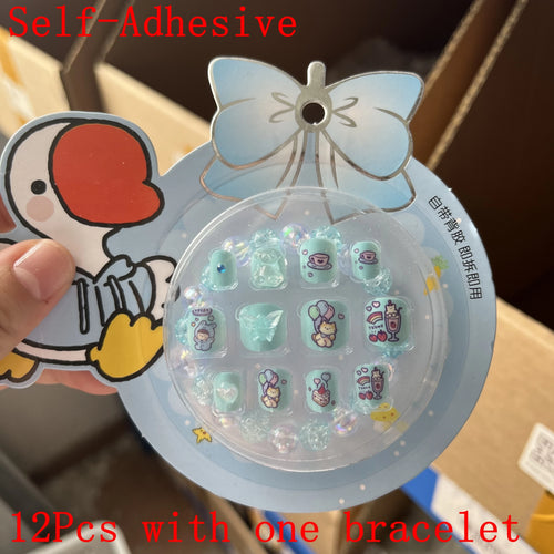  Children Press On Nails 24 Pcs Cute Acrylic Tips cashymart