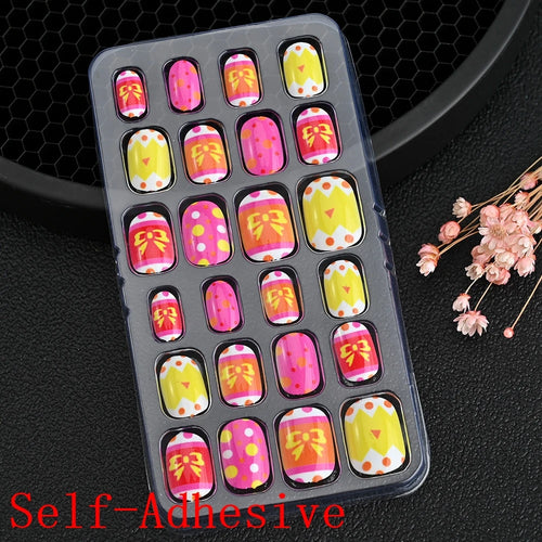  Children Press On Nails 24 Pcs Cute Acrylic Tips cashymart