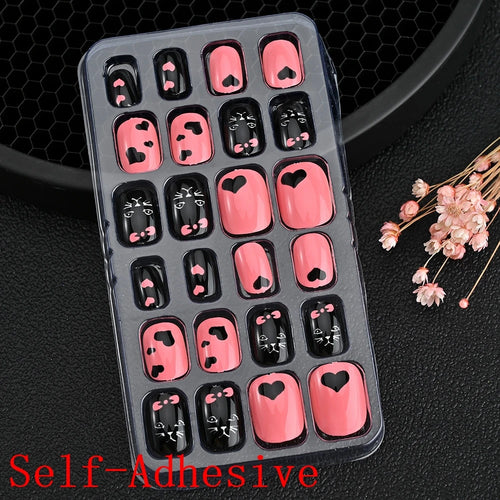  Children Press On Nails 24 Pcs Cute Acrylic Tips cashymart