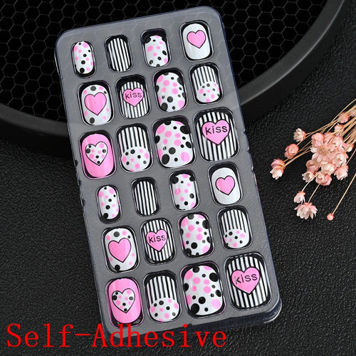  Children Press On Nails 24 Pcs Cute Acrylic Tips cashymart