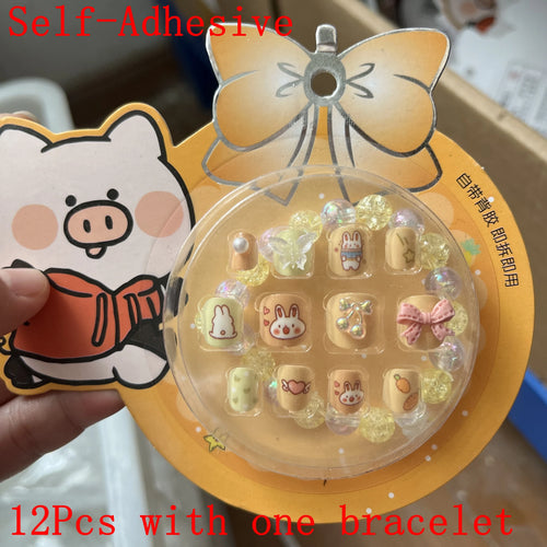  Children Press On Nails 24 Pcs Cute Acrylic Tips cashymart