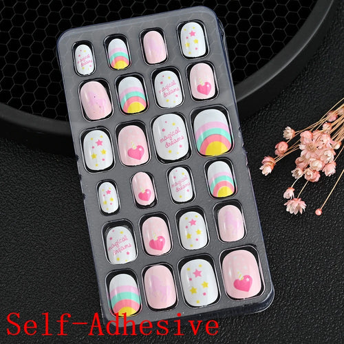  Children Press On Nails 24 Pcs Cute Acrylic Tips cashymart