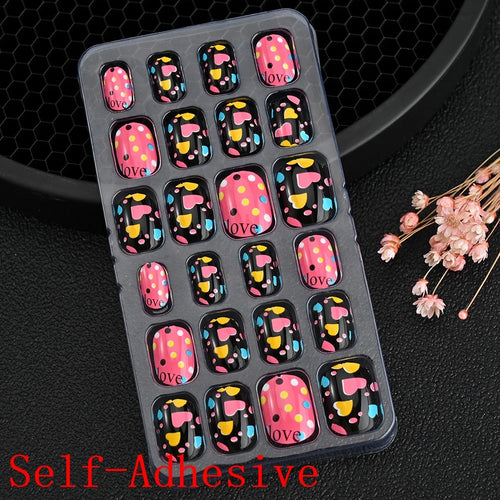  Children Press On Nails 24 Pcs Cute Acrylic Tips cashymart