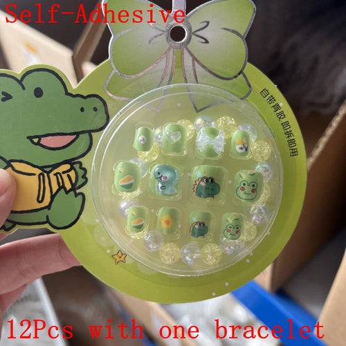  Children Press On Nails 24 Pcs Cute Acrylic Tips cashymart