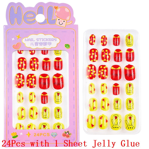  Children Press On Nails 24 Pcs Cute Fake Nails cashymart